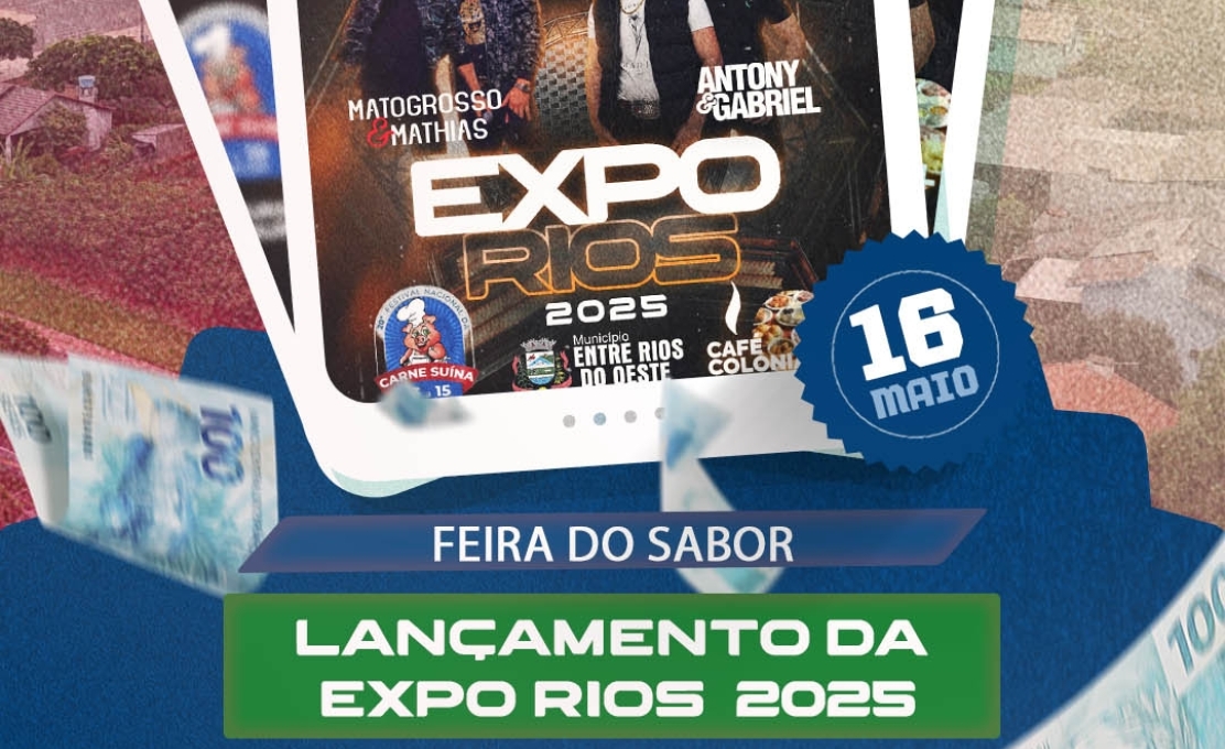Entre Rios do Oeste te aguarda no dia 16 de maio: shows, Feira do Sabor, Prêmio...